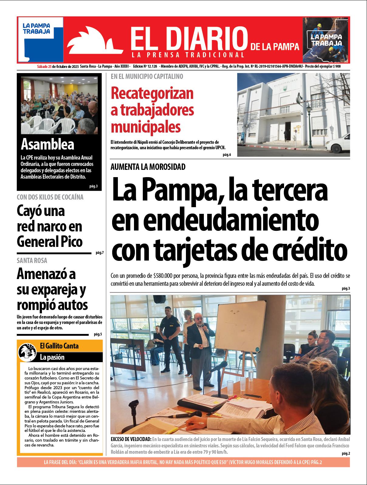 Tapa de El Diario en papel  saacutebado 25 de octubre de 2025